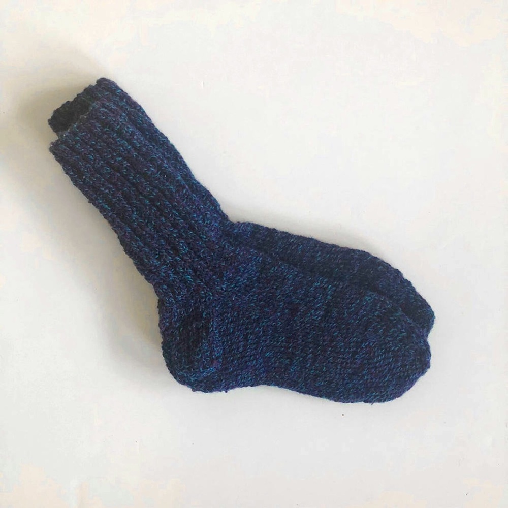 NWOT Dark purple and teal tweed handknit wool socks US women's size 6 - 9